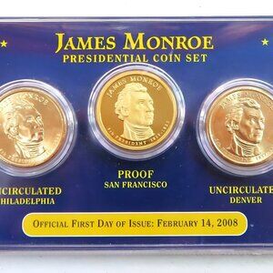 James Monroe Presidential Coin Set – 2008 Official First Day of Issue